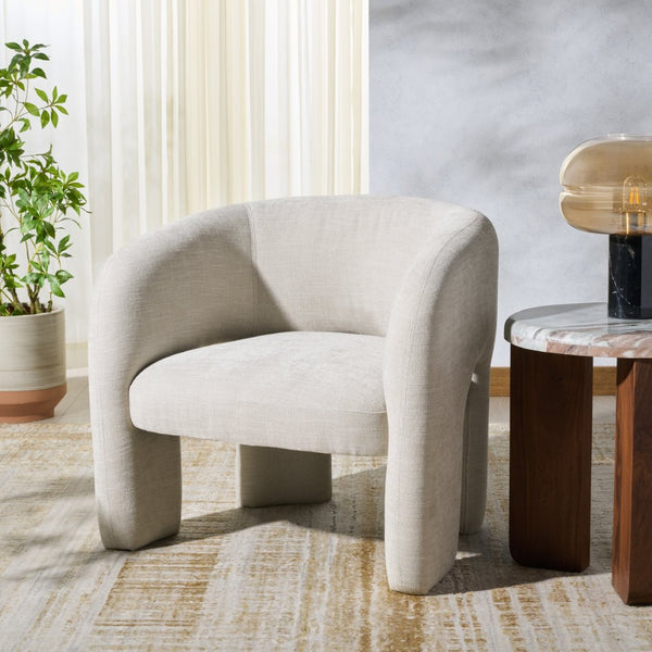 Safavieh TAMLYN Performance Fabric Accent Chair - Modern Design with Durable Upholstery for Stylish Comfort Beige SFV4606A