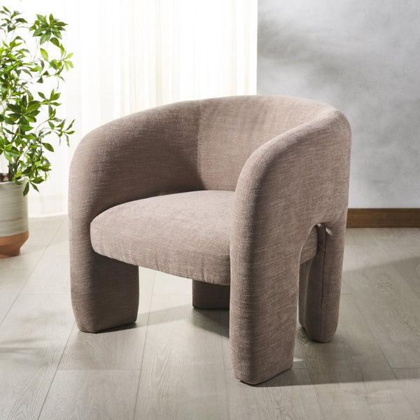 Safavieh TAMLYN Performance Fabric Accent Chair - Modern Design with Durable Upholstery for Stylish Comfort Light Brown SFV4606B