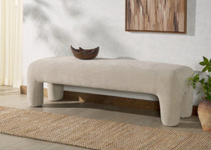 Safavieh TAMLYN Performance Fabric Bench in Beige - Elegant, Durable Seating for Entryways & Living Rooms SFV4607A