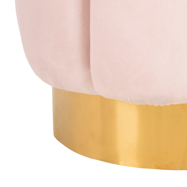 Safavieh MAXINE Channel Tufted Bouclé Ottoman - Chic Ivory Accent with Gold Legs for Modern Living Spaces Pink / Gold SFV4707A