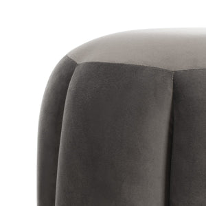 Safavieh MAXINE Channel Tufted Bouclé Ottoman - Chic Ivory Accent with Gold Legs for Modern Living Spaces Dark Grey / Gold SFV4707B