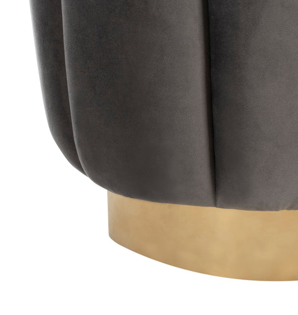 Safavieh MAXINE Channel Tufted Bouclé Ottoman - Chic Ivory Accent with Gold Legs for Modern Living Spaces Dark Grey / Gold SFV4707B