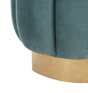 Safavieh MAXINE Channel Tufted Bouclé Ottoman - Chic Ivory Accent with Gold Legs for Modern Living Spaces Seafoam / Gold SFV4707C