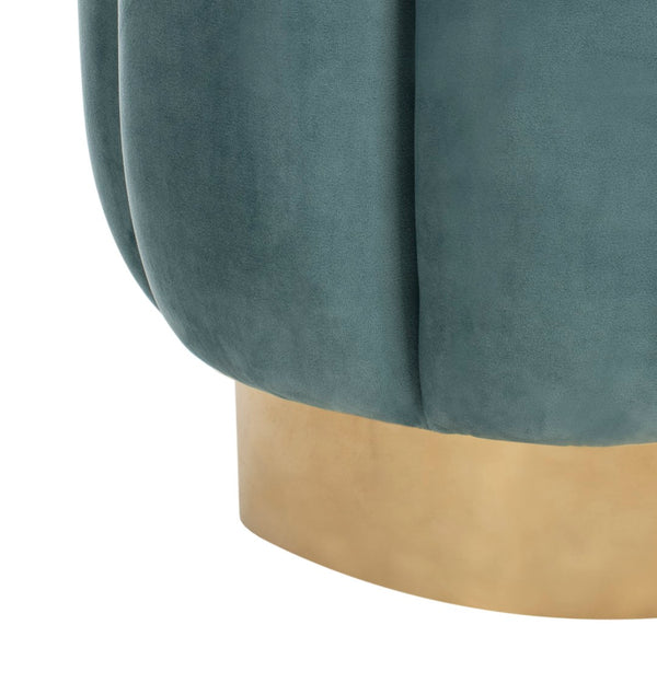 Safavieh MAXINE Channel Tufted Bouclé Ottoman - Chic Ivory Accent with Gold Legs for Modern Living Spaces Seafoam / Gold SFV4707C