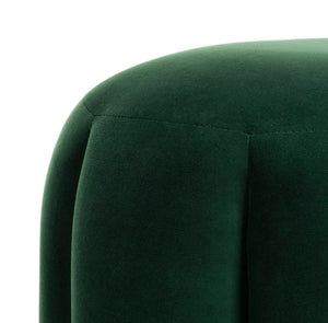Safavieh MAXINE Channel Tufted Bouclé Ottoman - Chic Ivory Accent with Gold Legs for Modern Living Spaces Emerald / Gold SFV4707D