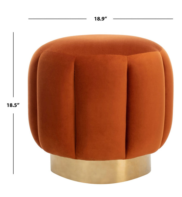 Safavieh MAXINE Channel Tufted Bouclé Ottoman - Chic Ivory Accent with Gold Legs for Modern Living Spaces Sienna / Gold SFV4707E