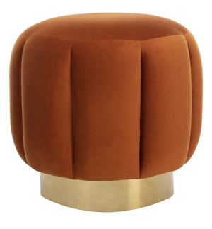 Safavieh MAXINE Channel Tufted Bouclé Ottoman - Chic Ivory Accent with Gold Legs for Modern Living Spaces Sienna / Gold SFV4707E