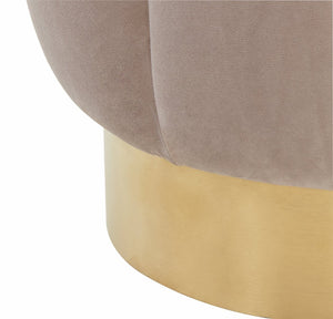 Safavieh MAXINE Channel Tufted Bouclé Ottoman - Chic Ivory Accent with Gold Legs for Modern Living Spaces Pale Taupe / Gold SFV4707G