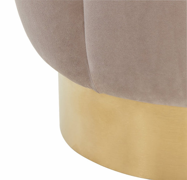 Safavieh MAXINE Channel Tufted Bouclé Ottoman - Chic Ivory Accent with Gold Legs for Modern Living Spaces Pale Taupe / Gold SFV4707G