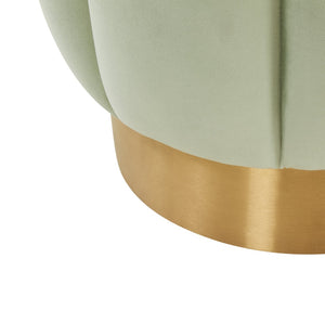 Safavieh MAXINE Channel Tufted Bouclé Ottoman - Chic Ivory Accent with Gold Legs for Modern Living Spaces Mint SFV4707K