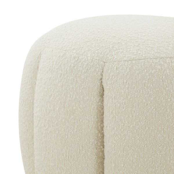 Safavieh MAXINE Channel Tufted Bouclé Ottoman - Chic Ivory Accent with Gold Legs for Modern Living Spaces Ivory / Gold SFV4707M