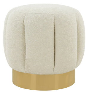 Safavieh MAXINE Channel Tufted Bouclé Ottoman - Chic Ivory Accent with Gold Legs for Modern Living Spaces Ivory / Gold SFV4707M