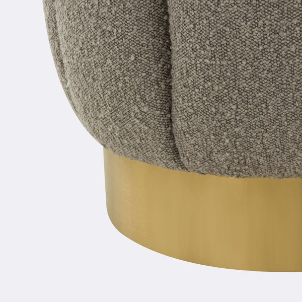 Safavieh MAXINE Channel Tufted Bouclé Ottoman - Chic Ivory Accent with Gold Legs for Modern Living Spaces Light Grey / Gold SFV4707N