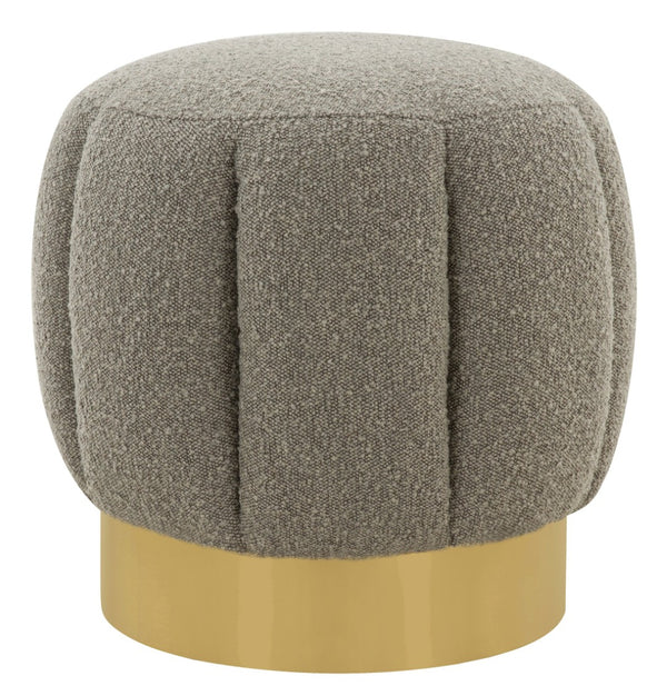 Safavieh MAXINE Channel Tufted Bouclé Ottoman - Chic Ivory Accent with Gold Legs for Modern Living Spaces Light Grey / Gold SFV4707N