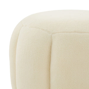 Safavieh MAXINE Cream Faux Shearling Tufted Ottoman with Gold Base - Chic Accent for Modern Interiors SFV4707O