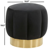 Safavieh Maxine Channel Tufted Ottoman Black / Gold Velvet / Wood Frame / Foam / Stainless Steel SFV4707P