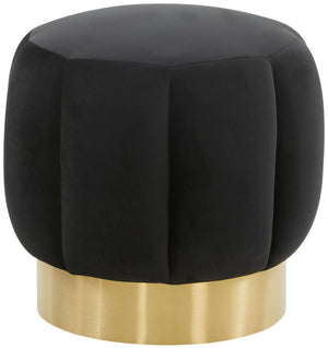 Safavieh Maxine Channel Tufted Ottoman Black / Gold Velvet / Wood Frame / Foam / Stainless Steel SFV4707P