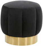 Safavieh Maxine Channel Tufted Ottoman Black / Gold Velvet / Wood Frame / Foam / Stainless Steel SFV4707P