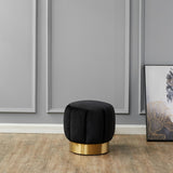 Safavieh Maxine Channel Tufted Ottoman Black / Gold Velvet / Wood Frame / Foam / Stainless Steel SFV4707P