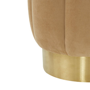 Safavieh MAXINE Channel Tufted Bouclé Ottoman - Chic Ivory Accent with Gold Legs for Modern Living Spaces Light Brown / Gold SFV4707R