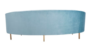 Safavieh PRIMROSE Curved Sofa - Elegant Sculptural Design with Plush Comfort for Modern Living Spaces Light Blue SFV4715B