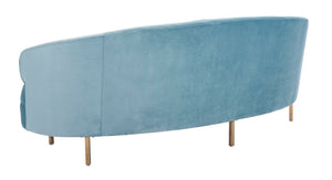 Safavieh PRIMROSE Curved Sofa - Elegant Sculptural Design with Plush Comfort for Modern Living Spaces Light Blue SFV4715B