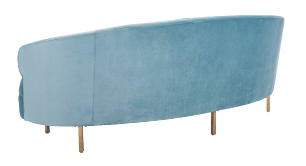 Safavieh PRIMROSE Curved Sofa - Elegant Sculptural Design with Plush Comfort for Modern Living Spaces Light Blue SFV4715B