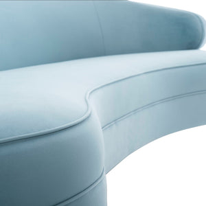 Safavieh PRIMROSE Curved Sofa - Elegant Sculptural Design with Plush Comfort for Modern Living Spaces Light Blue SFV4715B