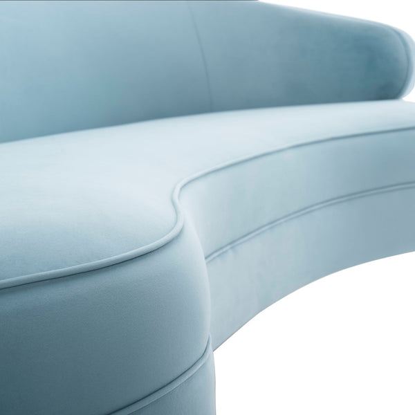Safavieh PRIMROSE Curved Sofa - Elegant Sculptural Design with Plush Comfort for Modern Living Spaces Light Blue SFV4715B