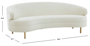 Safavieh PRIMROSE Curved Sofa - Elegant Sculptural Design with Plush Comfort for Modern Living Spaces Creme / Gold SFV4715C