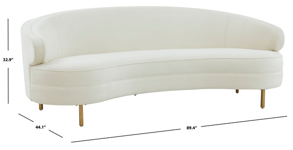 Safavieh PRIMROSE Curved Sofa - Elegant Sculptural Design with Plush Comfort for Modern Living Spaces Creme / Gold SFV4715C