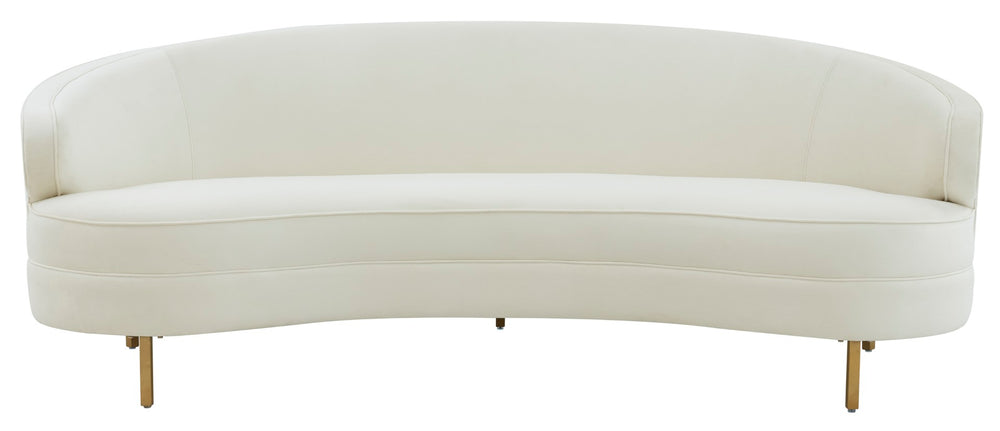 Safavieh PRIMROSE Curved Sofa - Elegant Sculptural Design with Plush Comfort for Modern Living Spaces Creme / Gold SFV4715C