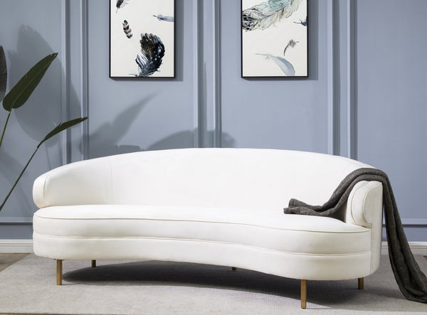 Safavieh PRIMROSE Curved Sofa - Elegant Sculptural Design with Plush Comfort for Modern Living Spaces Creme / Gold SFV4715C