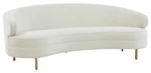Safavieh PRIMROSE Curved Sofa - Elegant Sculptural Design with Plush Comfort for Modern Living Spaces Creme / Gold SFV4715C