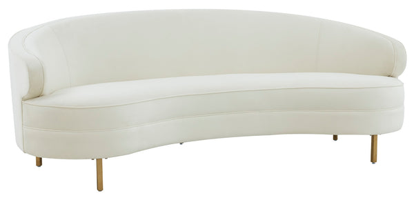 Safavieh PRIMROSE Curved Sofa - Elegant Sculptural Design with Plush Comfort for Modern Living Spaces Creme / Gold SFV4715C