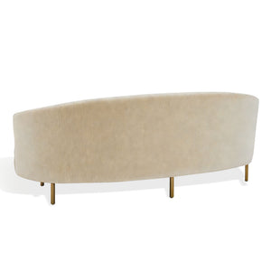 Primrose Curved Sofa With Plush Taupe Upholstery And Polished Metal Accents For Luxe Living Rooms