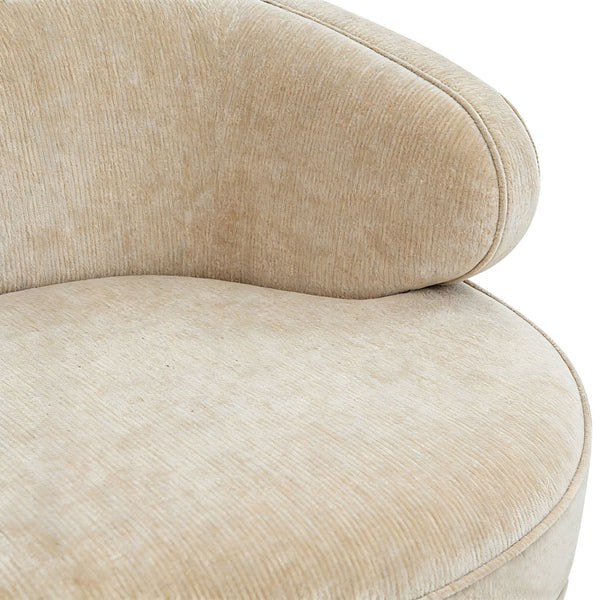 Primrose Curved Sofa With Plush Taupe Upholstery And Polished Metal Accents For Luxe Living Rooms
