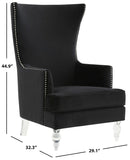 Safavieh Geode Modern Wingback Chair Black Wood / Foam / Velvet / Acrylic SFV4745F