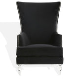 Safavieh Geode Modern Wingback Chair Black Wood / Foam / Velvet / Acrylic SFV4745F