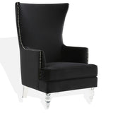 Safavieh Geode Modern Wingback Chair Black Wood / Foam / Velvet / Acrylic SFV4745F