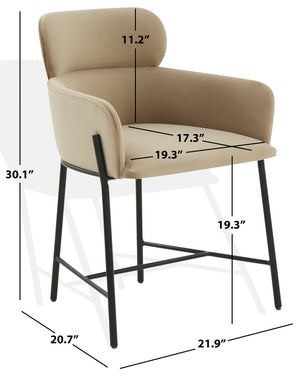 Safavieh Charlize Velvet Dining Chair Light Brown / Black SFV4757H