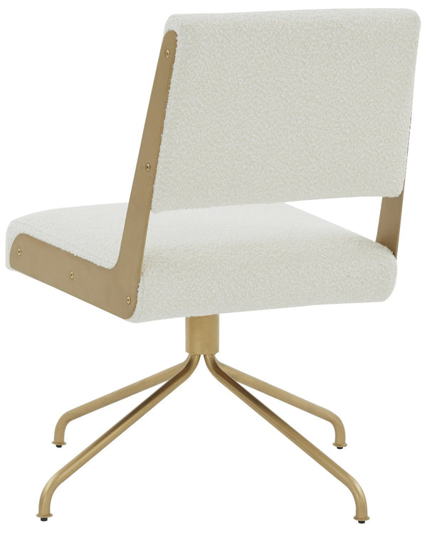 Safavieh EMMELINE Bouclé Swivel Office Chair - Elegant Comfort & Chic Design for Stylish Workspaces & Home Ivory / Gold SFV4758G