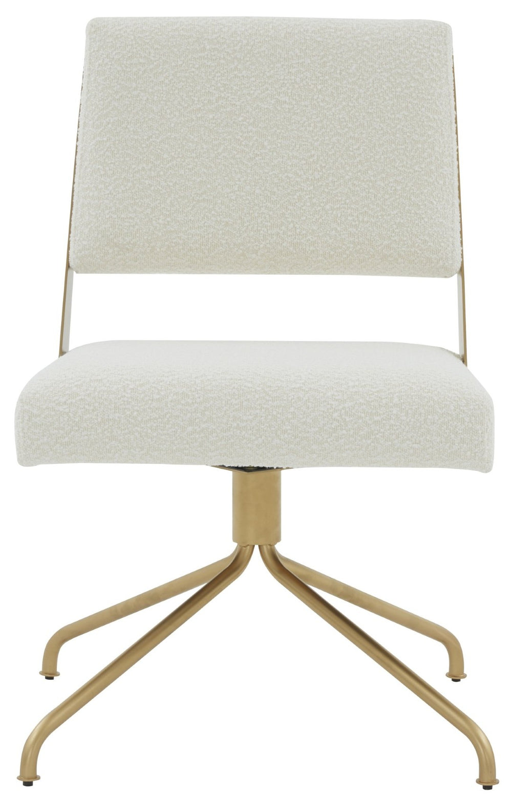 Safavieh EMMELINE Bouclé Swivel Office Chair - Elegant Comfort & Chic Design for Stylish Workspaces & Home Ivory / Gold SFV4758G