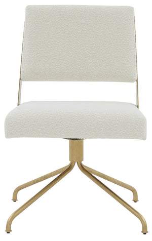 Safavieh EMMELINE Bouclé Swivel Office Chair - Elegant Comfort & Chic Design for Stylish Workspaces & Home Ivory / Gold SFV4758G