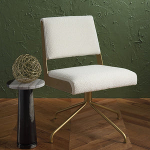 Safavieh EMMELINE Bouclé Swivel Office Chair - Elegant Comfort & Chic Design for Stylish Workspaces & Home Ivory / Gold SFV4758G