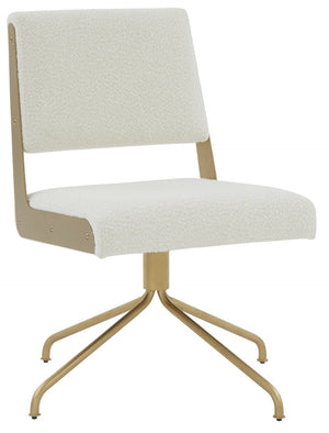 Safavieh EMMELINE Bouclé Swivel Office Chair - Elegant Comfort & Chic Design for Stylish Workspaces & Home Ivory / Gold SFV4758G