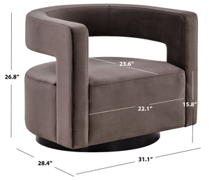 Safavieh EDGAR Swivel Chair - Modern Minimalist Accent with Luxurious Boucle Upholstery for Chic Living Spaces Dark Brown SFV4764A