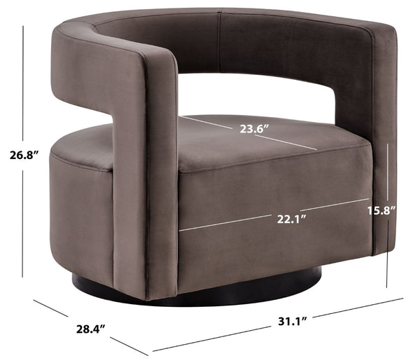 Safavieh EDGAR Swivel Chair - Modern Minimalist Accent with Luxurious Boucle Upholstery for Chic Living Spaces Dark Brown SFV4764A