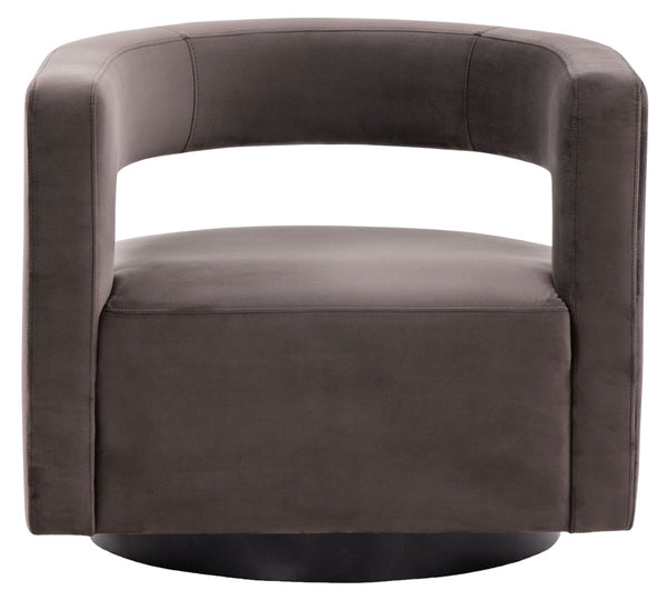 Safavieh EDGAR Swivel Chair - Modern Minimalist Accent with Luxurious Boucle Upholstery for Chic Living Spaces Dark Brown SFV4764A