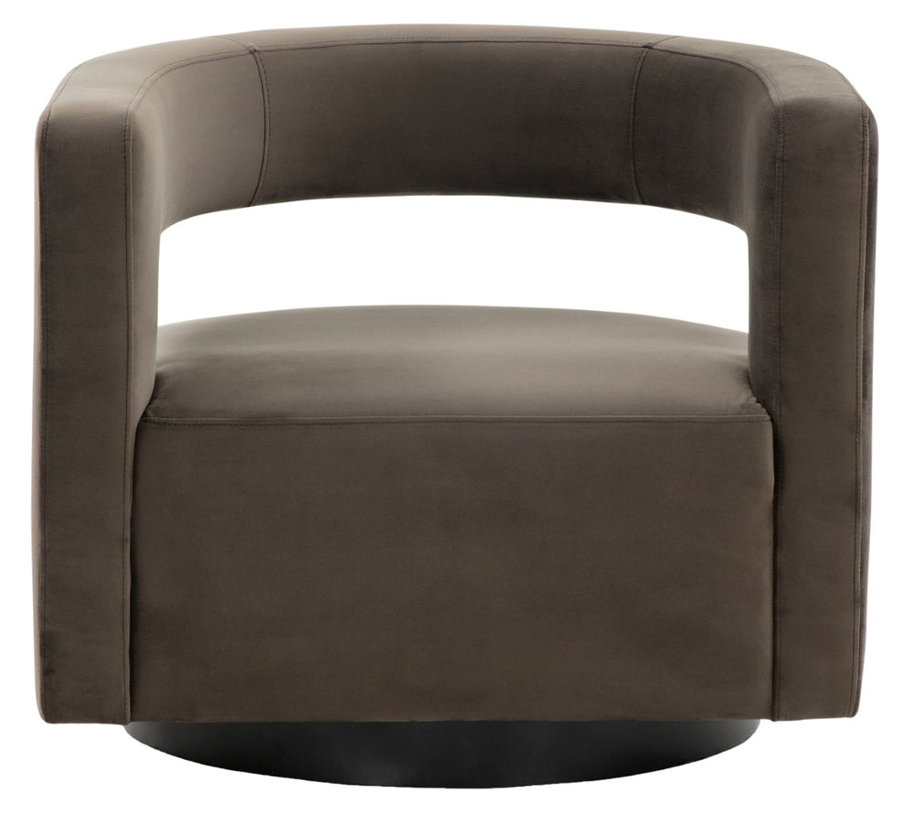 Safavieh EDGAR Swivel Chair - Modern Minimalist Accent with Luxurious Boucle Upholstery for Chic Living Spaces Dark Brown SFV4764A